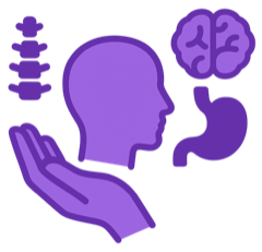 Ilustración de osteopatía funcional, visceral y craneal